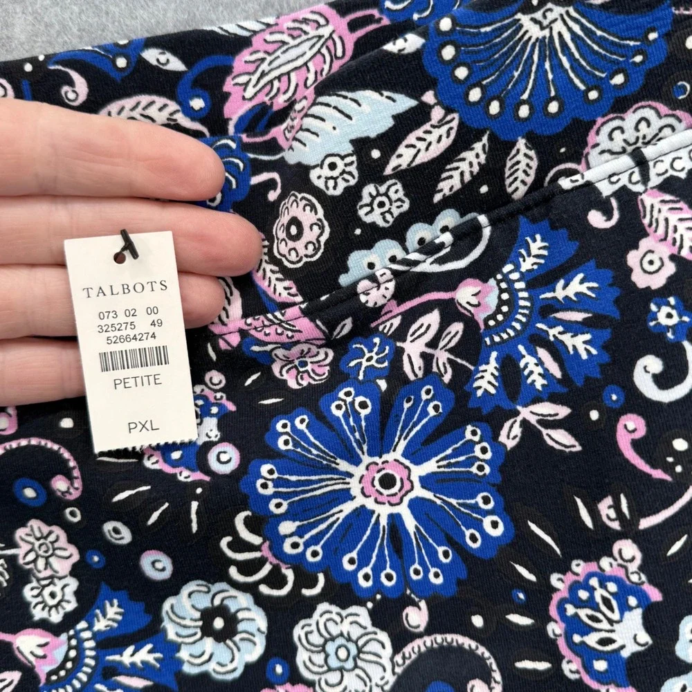 Talbots Everyday Yoga Skort Women PXL Black Floral Cotton Stretch Athletic Skirt